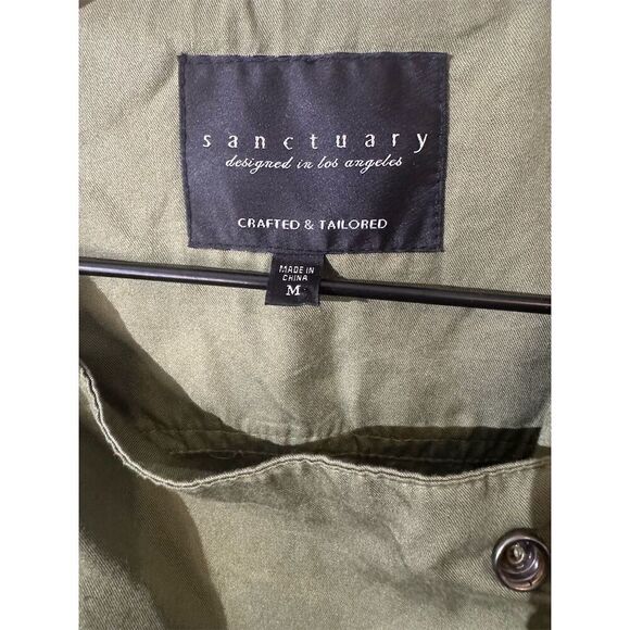 Sanctuary Olive Green Moto Jacket Women’s Medium Asymmetrical Zip, Utility Style - Picture 8 of 9